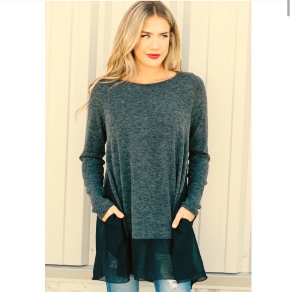 Charcoal Gray w/Black Contrast Trim Tunic - Picture 8 of 8